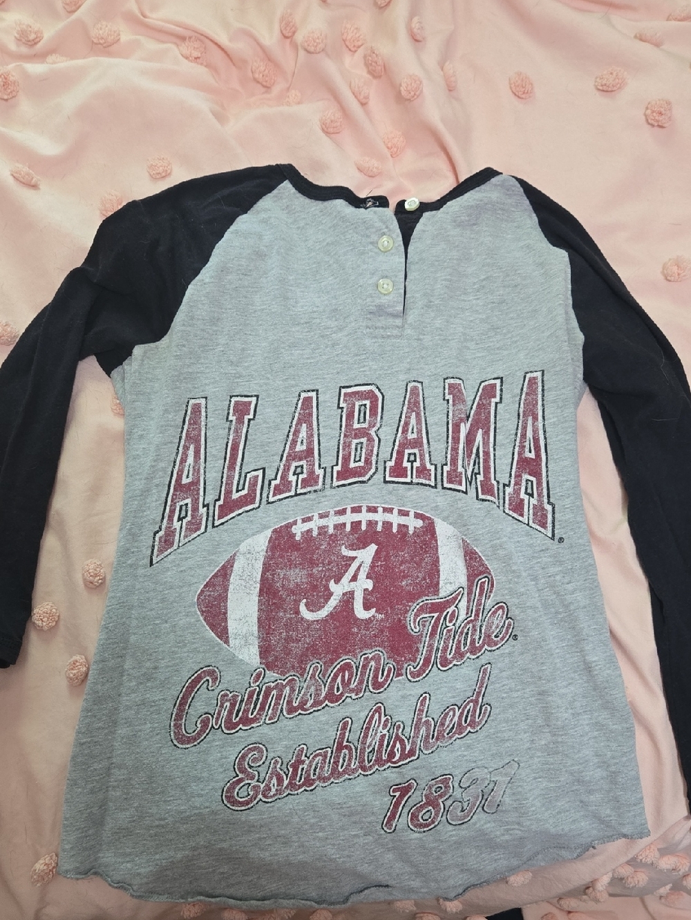 Soffe Grey and Black Alabama Raglan Henley
